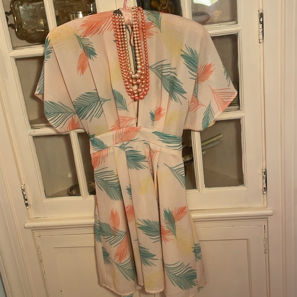 Retro Japanese style high waisted dress with tie and back zip